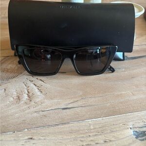 Saint Laurent Black Rectangular Sunglasses with Case